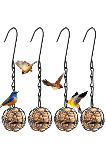 Choice 4PCS 4Pcs Metal Suet Ball Bird Feeder Set with Hanging Chain Squirrel Proof Bird Feeders for Outdoor