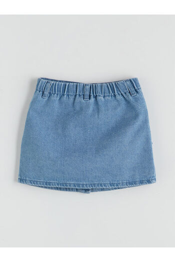 LC Waikiki Indigo Flower Embroidered Girl's Jean Skirt