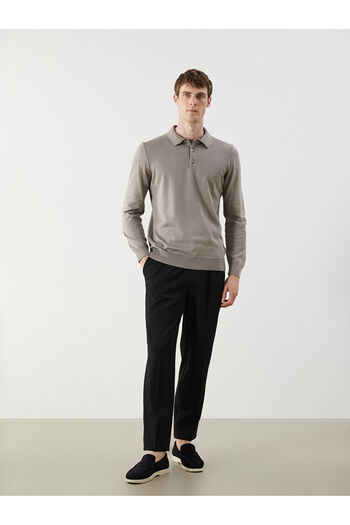 LC Waikiki Beige Polo Neck Men's Knitwear Sweater