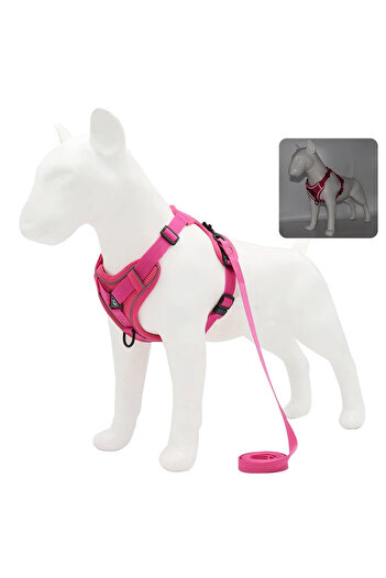 Choice M 3.5-5.5 kg Pink No Pull Dog Harness and Leash Set Adjustable Pet Harness Vest For Small Dogs Cats