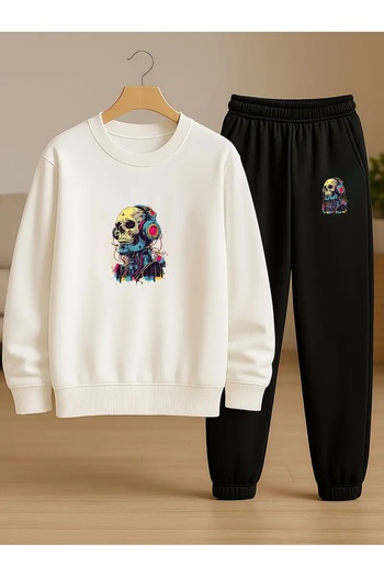 SVART WEAR Children's Printed Crew Neck Sweatshirt and Sweatpants Set 3 Thread Raster for Autumn/Winter