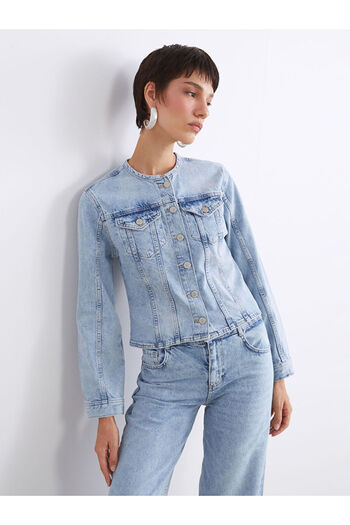 LC Waikiki Sparkling Choices from Shining Store |   Crew Neck Women's Jean Jacket