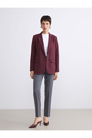 LC Waikiki Burgundy Crepe Women's Blazer Jacket