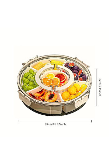 Choice 1PC 5-Compartment Food Storage Dried Fruit Snack Plate rotatable storage container snack and vegetab