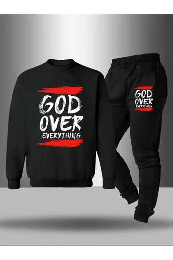 SVART WEAR Children's Printed Crew Neck Sweatshirt and Sweatpants Set 3 Thread Raster for Autumn/Winter