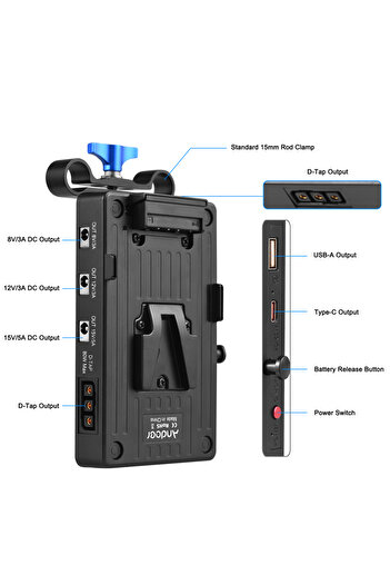 Choice لوحة بطارية V Mount لوحة بطارية Andoer V Mount محول بطارية V Lock 65W PD شحن سريع DC Ou