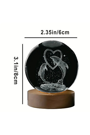 Choice Dolphin 1pc 3D Dolphin crystal ball color nightlight, birthday gift for girlfriend, wife, children,