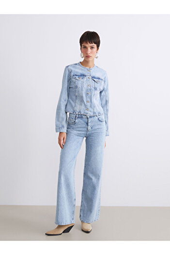 LC Waikiki Sparkling Choices from Shining Store |   Crew Neck Women's Jean Jacket
