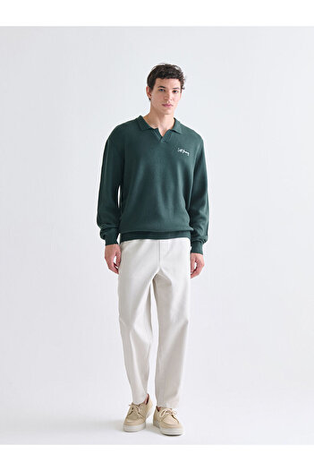LC Waikiki Green Polo Neck Men's Knitwear Sweater