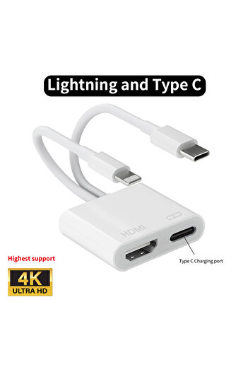 Choice 4K Dual to HDMI Lightning/Type C USB C Digital AV HDMI Adapter 4K@60Hz For iPhone 16 15 14 13 12 11