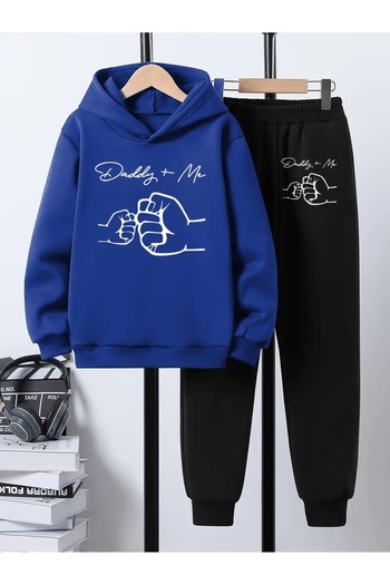 SVART WEAR Children's Printed Hooded Sweatshirt and Sweatpants Set 3 Thread Raster for Autumn/Winter