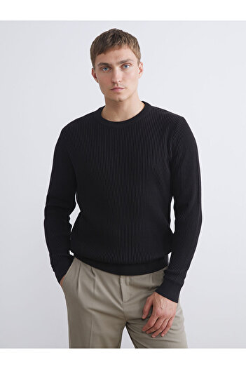 LC Waikiki Black Crew Neck Men's Knitwear Sweater