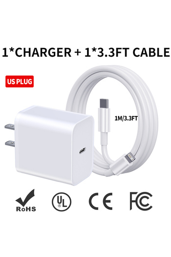 Choice US Plug 3FT Lightning Cable MFI Certified PD20W Fast Charging US Charger with USB Lightning Cable Fo
