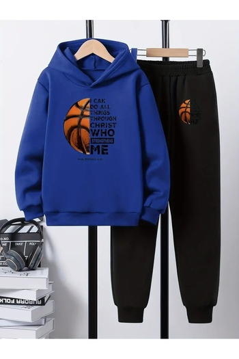 SVART WEAR Children's Printed Hooded Sweatshirt and Sweatpants Set 3 Thread Raster for Autumn/Winter