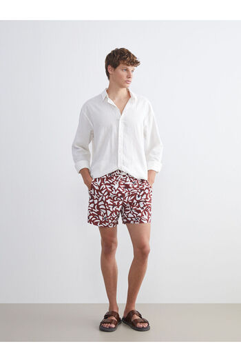 LC Waikiki Red Short Length Patterned Men's Swim Shorts