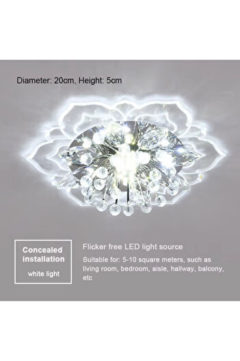 Choice White Concealed LED Crystal Ceiling Light Modern Flower Shape Ceiling Lamp Hallway Living Room Lamp