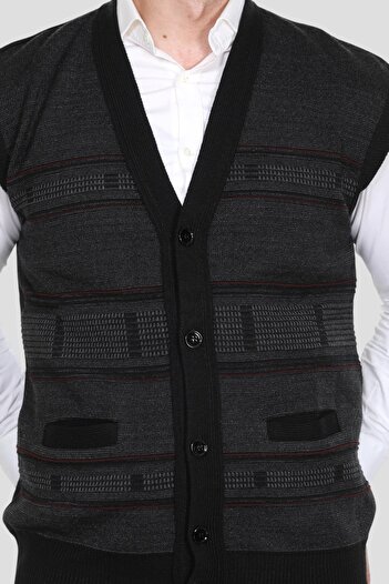 HEDEFNUR TEKSTİL Men's Middle-Aged and Older Knitwear Knitted Acrylic Winter Buttoned Dad Vest