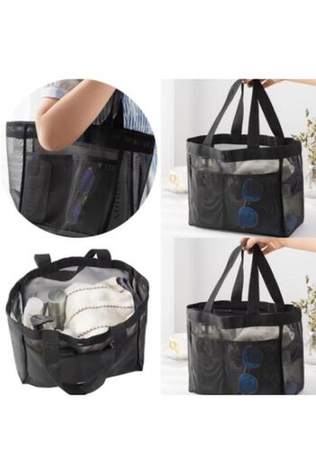 Choice black Large Capacity Mesh Beach Bag, Travel, Swimming, Fitness, Grooming Bag, Breathable Storage Bag