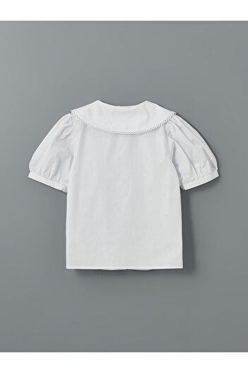 LC Waikiki Regular Fit Poplin Window Embroidered Girls' Shirt