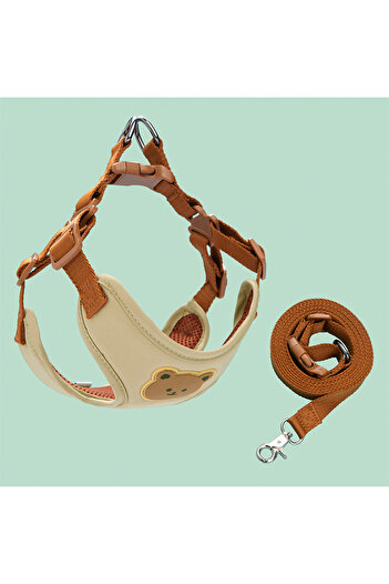 Choice XL Beige Pet Dog Harness Leash Set Small Medium Dog Cat Vest Breathable Puppy Chest Strap French Bul