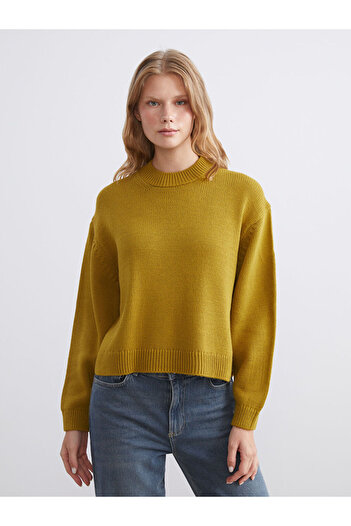 LC Waikiki Green Crew Neck Oversize Women's Knitwear Sweater