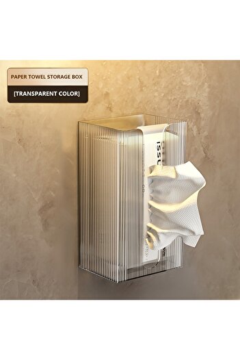 Choice Transparent White 1pc Transparent Wall-Mounted Tissue Holder Multi-Functional Home Organizer Kitchen