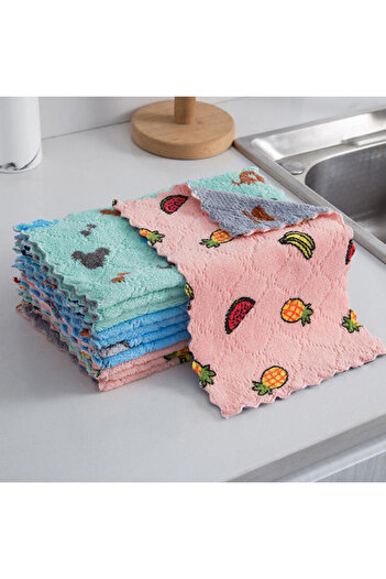 Choice 5pcs Random colors Reusable Kitchen Dishcloths Super Absorbent Coral Fleece Cleaning Cloths 3/5/10pc