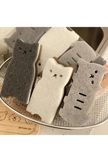 Choice 4pcs Innovative 4pcs Cute Cat Sponge Set for Kitchen - Thick & Durable Cleaning Tools for Dishwashin