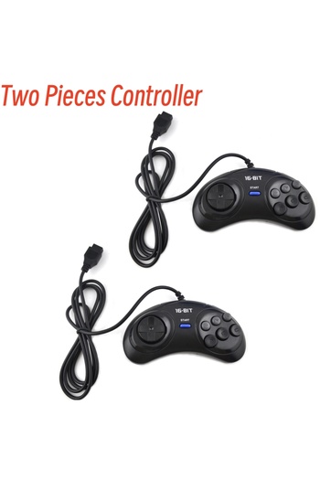 Choice 2 pieces 1-2 Pcs Black Gamepad Controller For Sega Mega Drive 9 Pin 6 Buttons Gamepads for Sega Gene