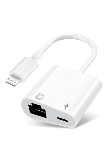 Choice White Byscoon Lightning to RJ45 Ethernet LAN Network Adapter with Charge Port for Select iPhone,iPad