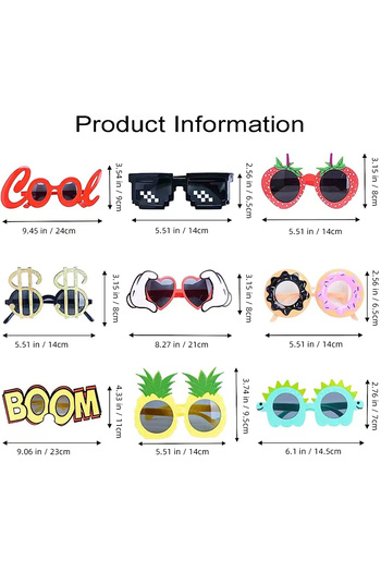 Choice 9 pieces 9 Pairs Funny Hawaiian Glasses, Party Sunglasses Funny Novelty Giant Fancy Summer Kids Par