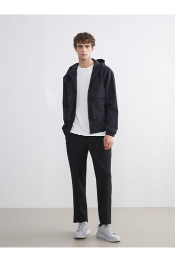 LC Waikiki Black Comfortable Fit Hooded Men's Coat