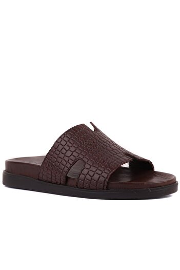 SailLakers - Brown Leather Men's Slippers
