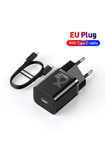 Baseus EU 25W With Cable USB C Charger 25W Support Type C PD Fast Charging Portable Phone Charger Fo