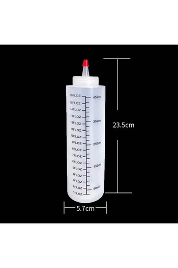 Choice 450ml Hot Plastic Needle-nosed Scale Squeeze Bottle Squeezable Bottle with Leak-proof for Kitchen Sa