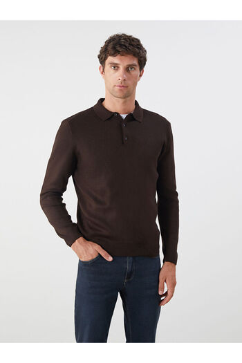 LC Waikiki Brown Polo Neck Long Sleeve Men's Knitwear Sweater