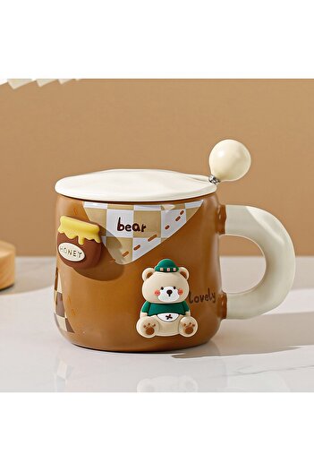 Flippy Ceramic Mug, Flippy, Bear Pattern for Boys, Universal Mug, Tea Mug, Brown