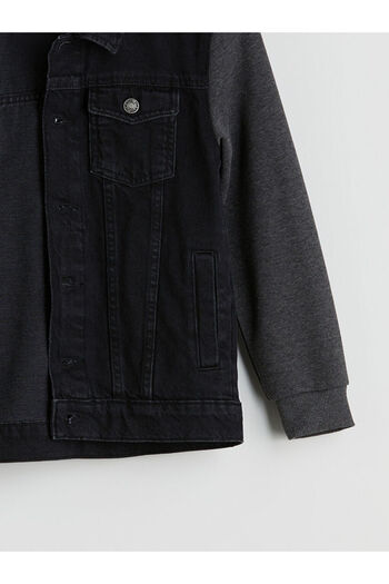 LC Waikiki Black Hooded Boy's Jean Jacket