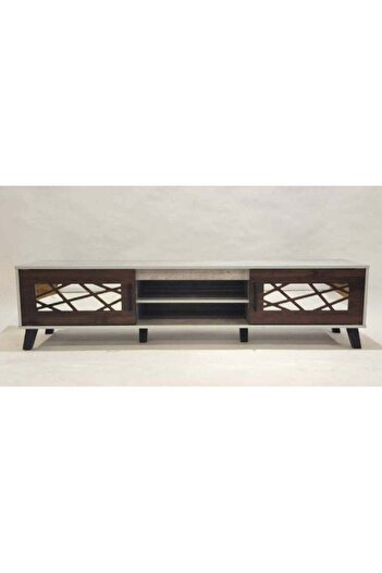Türkiye Modern TV Stand with Decorative Doors – Delight + Columbia Walnut Finish