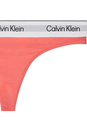 Calvin Klein Kadın Marka Logolu Beyaz Elastik Bantlı Mercan Külot LV00QF8518 YTS