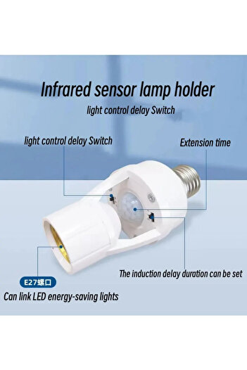Choice Motion Sensor Led Lamp Base E27 Socket Converter AC100-240V Light Bulb Holder Adapter Switch Adju...