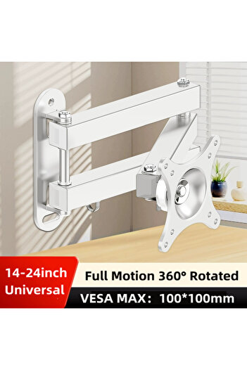 Choice White 14-24inch Retractable Universal TV Mounts Wall Mount Bracket Load Up to 15KG For 14 to 37 inch