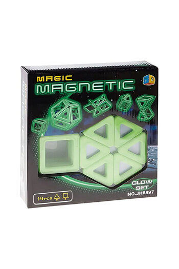 Toyaş Magic Magnetic 14 Piece Glow in the Dark Magnetic Shapes