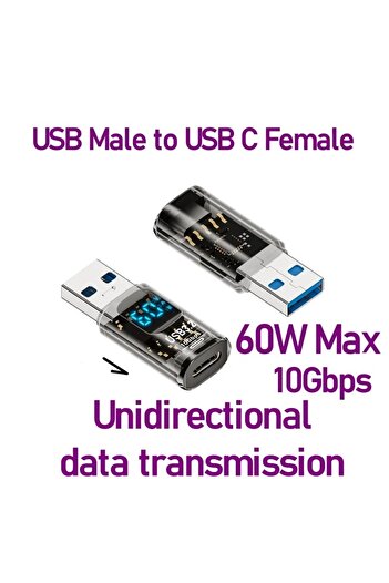 Choice AD250 36W USB C Adapter with Digital Display Type C Converter for Phone Computer Support Charging an