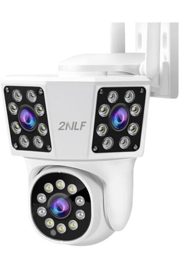 Generic 2NLF 4MP Outdoor Security Camera with 3-Lens, WiFi Security Camera with 360° Vision, Motion Detecti