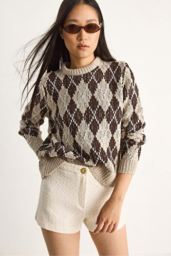 Bianco Lucci Women's Diamond Pattern Sweater 20251059