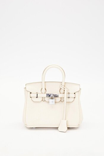 Levidor Cream Closure Lock Detailed Handbag