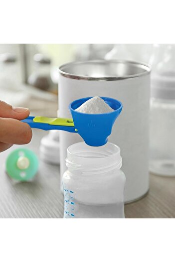 Flippy Graduated Spoon, Flippy, Funnel Type, Plastic, Long Handle, 8 x 8 x 3 cm, Blue/Green
