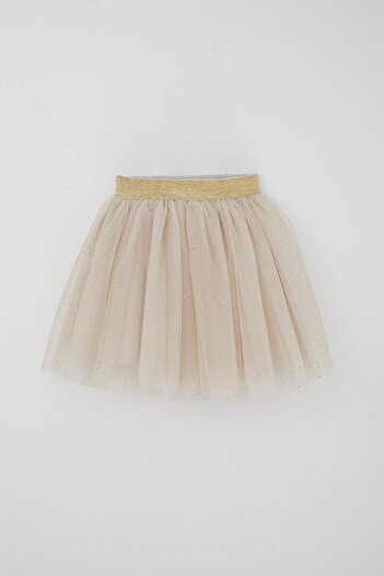 Breeze Girl's Tutu Skirt with Glitter Detail, Ages 5-10, Beige