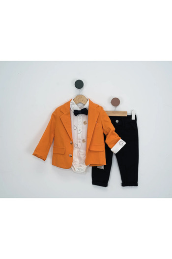 Mamboo Baby boy outfit with body shirt and orange blazer 3-12 months
